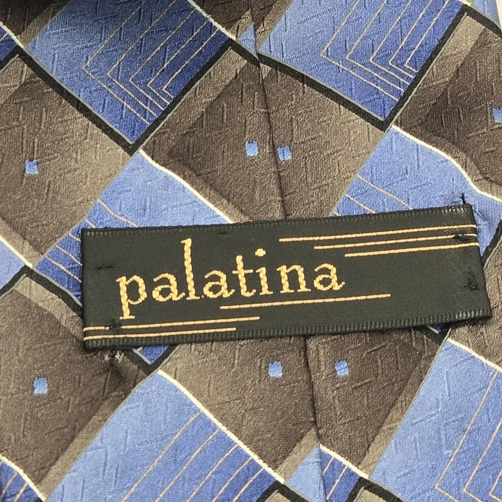 Palatina Mens Tie Silk 100% Imported Silk, Blue‎ & Brown